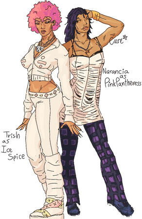 Jojo’s Bizarre Adventure–Trish Una as Ice Spice &amp; Narancia Ghirga as PinkPantheress